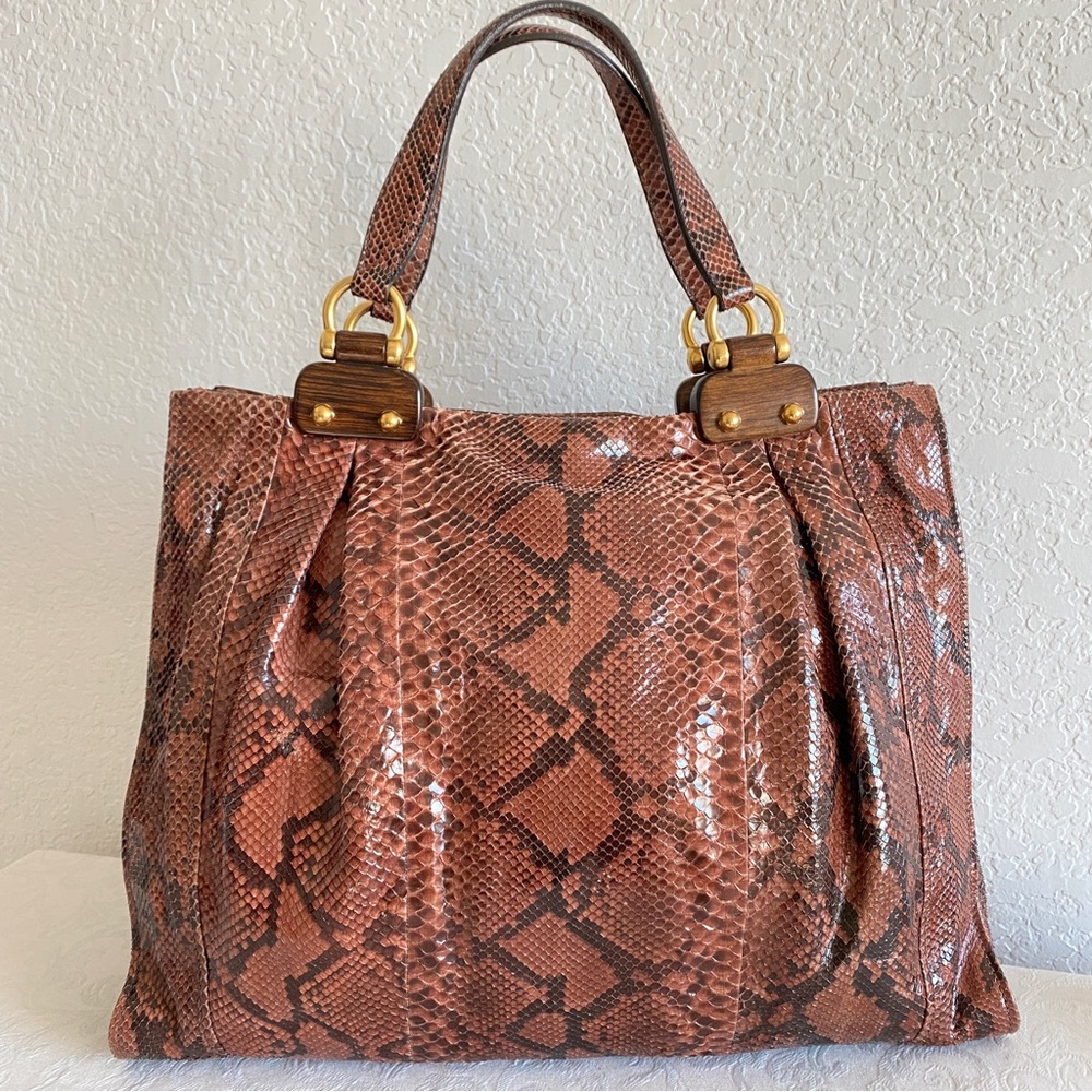 Miu miu brown Python tote - Picture 4 of 14